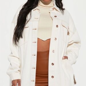 Cream Denim Jacket with Rose Gold Hardware